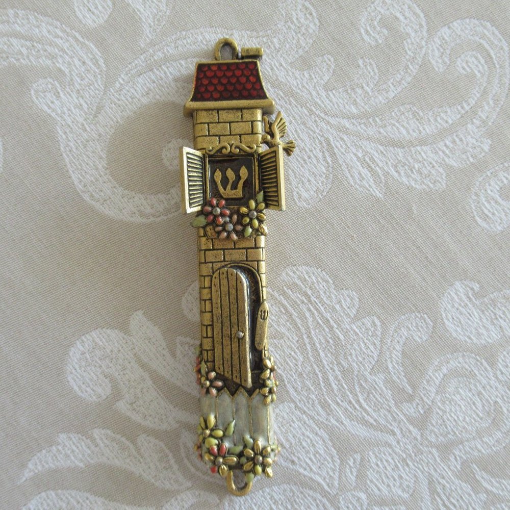 Queit Gifts Design Inc Enamel on Metal MEZUZAH SIGNED 4.5" Tall New